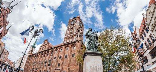 Nicolaus Copernicus (Kopernik) statue monument in Torun (Toruń) city, Poland	