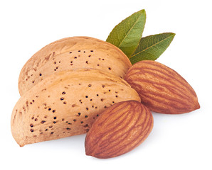 almonds isolated on white background