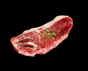 raw beef steak marble on a black background