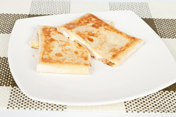 Tasty quesadilla with ham