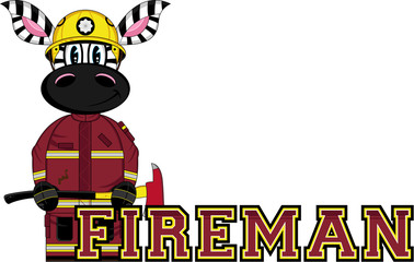 Cartoon Zebra Firefighter - Fireman