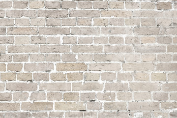 White washed old brick wall horizontal background