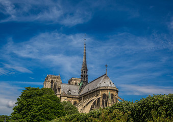 Fototapeta na wymiar Backview of the Cathedral Notre Dame at the Ile de la Cité at Paris