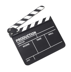 Movie clapper isolated on white background