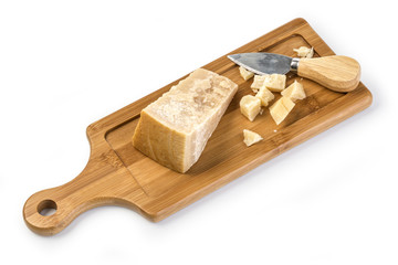 The chopped parmesan cheese isolated