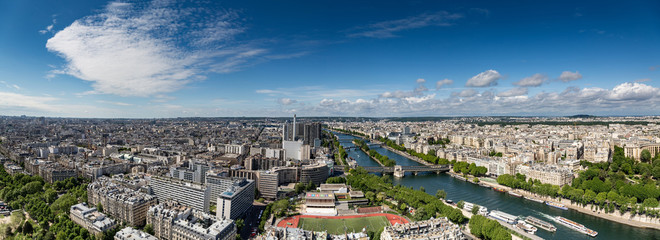 Aerial view of Paris in summer