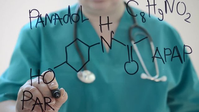Chemical formula of Panadol and Paracetamol.	We draw a marker.