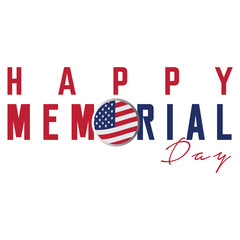 Isolated memorial day label on a white background, Vector illustration