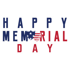 Isolated memorial day label on a white background, Vector illustration