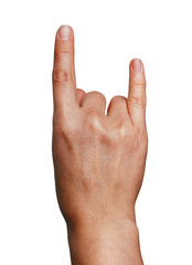 Woman Hand formed in a goat sign isolated on white background