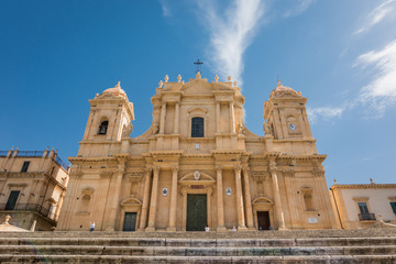 Obraz premium Noto Cathedral is a Roman Catholic cathedral in Noto in Sicily, Italy. UNESCO World Heritage Site.