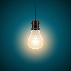 Illuminated electric bulbs vector background.