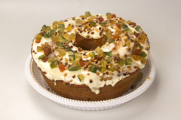 Christmas Cake. Traditional cake with candied fruit.