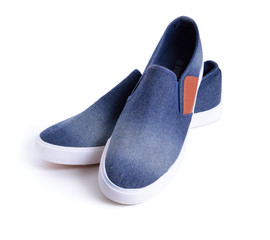 Denim men's shoes isolated.