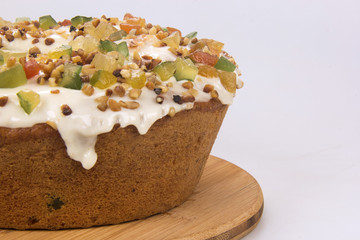 Candied fruit cake. Traditional dessert at parties.