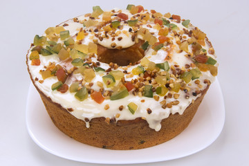 Candied fruit cake. Traditional dessert at parties.