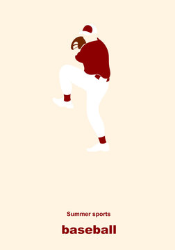 Vector illustration. Illustration shows a baseball player throwing the ball. Sport. Baseball