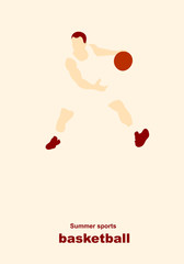 Vector illustration. Illustration shows a basketball player in the attack. Sport. Basketball
