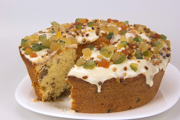 Christmas Cake. Traditional cake with candied fruit.