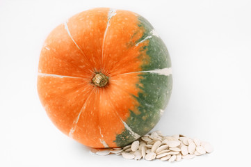 large pumpkin with seeds CloseUp