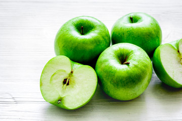 fresh organic green fruits with apples on white background