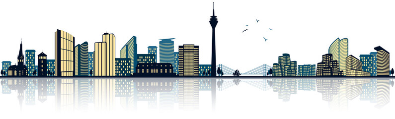 Düsseldorf Skyline Panorama am Rhein  © pixelliebe