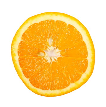 fresh juicy orange slice isolated on white background