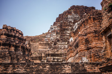 Ayutthaya temple ruins, Wat Maha That Ayutthaya as a world heritage site, Thailand.