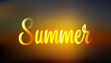 Sea Background with Lettering Summer. Vector Illustration