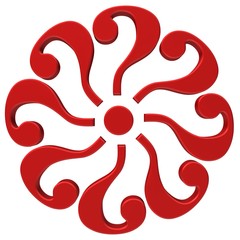 question mark 3d red circle icon interrogation point sign isolated on white background in high resolution for business presentation and internet