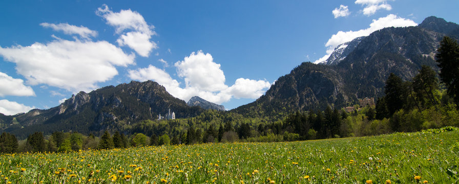 Königsschlösser panorama der bayrischen alpen