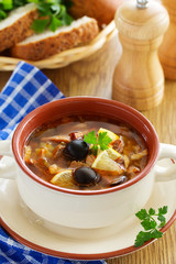 Meat solyanka- Russian cuisine.