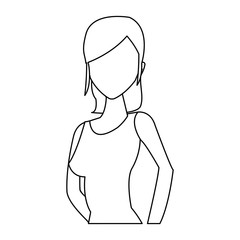 portrait young woman gesturing style outline vector illustration