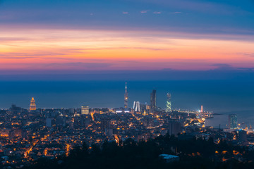 Fototapeta na wymiar Batumi, Adjara, Georgia. Panorama, Aerial View Of Urban Cityscape
