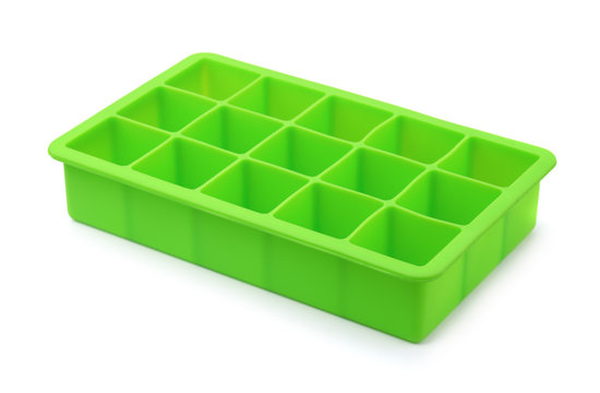 Green silicone ice cube tray
