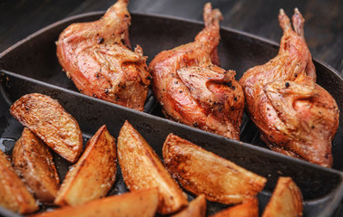 Homemade eco-friendly cooked quail