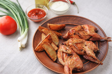 Homemade eco-friendly cooked quail