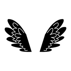 wings feathers angel bird freedom pictogram vector illustration