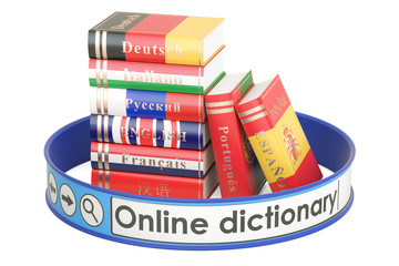 Online Dictionary concept, 3D rendering