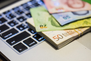 Money is important for everybody make us financial freedom, euro banknotes , us dollar banknotes,