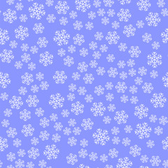 Show Flakes Seamless Pattern on Blue Sky Background. Winter Christmas Natural  Texture