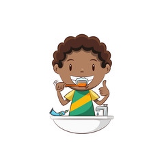 Boy brushing teeth