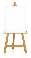 Easel with blank canvas to insert your artwork, picture or text - isolated vector illustration on white background.