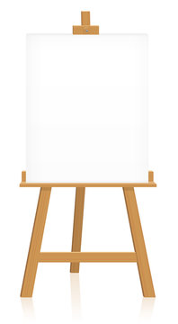 Easel with blank canvas to insert your artwork, picture or text - isolated vector illustration on white background.