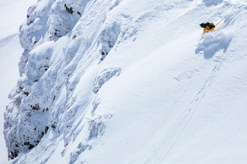 Good skiing in the snowy mountains, Carpathians, Ukraine, good winter day, ski season.