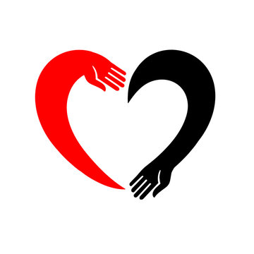 Heart icon. Open, empty hands.