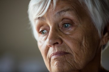 Close-up of worried senior woman
