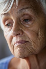 Close-up of worried senior woman