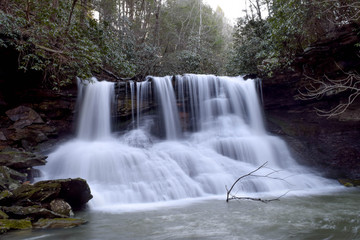 Time lapse photo of a small waterfall
