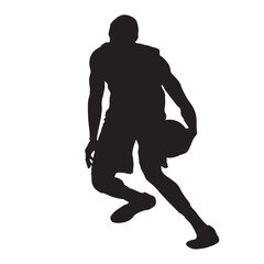 Fototapeta na wymiar Basketball player crossover dribbling, vector silhouette